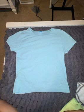Old Navy Pale Blue Ribbed Crew Neck Tee